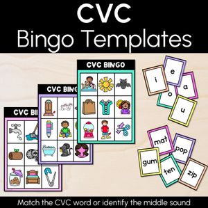 CVC WORD BINGO - Decodable CVC Words - Kindergarten Phonics Literacy Center
