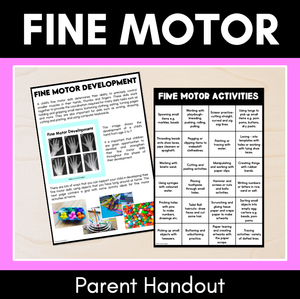 Fine Motor Activities Grid & Parent Handout