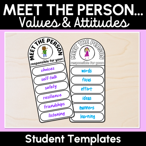 Resource preview 1 for Meet the Person Responsible For... Student Templates - Classroom Values & Attitudes