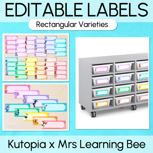Resource preview 1 for Rectangular Editable Labels - Watercolour Rainbow Classroom Decor - The Kutopia Collection