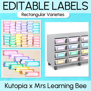 Rectangular Editable Labels - Watercolour Rainbow Classroom Decor - The Kutopia Collection