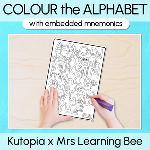 Kutopia Alphabet Colouring Sheet with Embedded Mnemonics - The Kutopia Collection