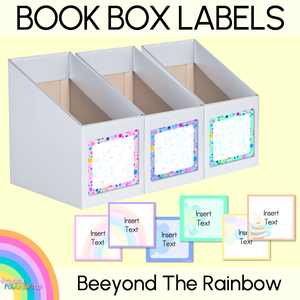 BOOK BOX HOLDER EDITABLE LABELS- The Kasey Rainbow Collection