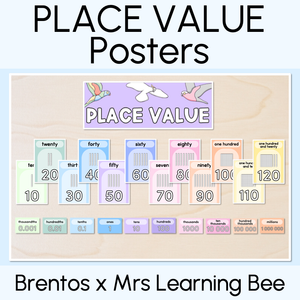 PLACE VALUE POSTERS - The Brentos Collection - Pastel Rainbow