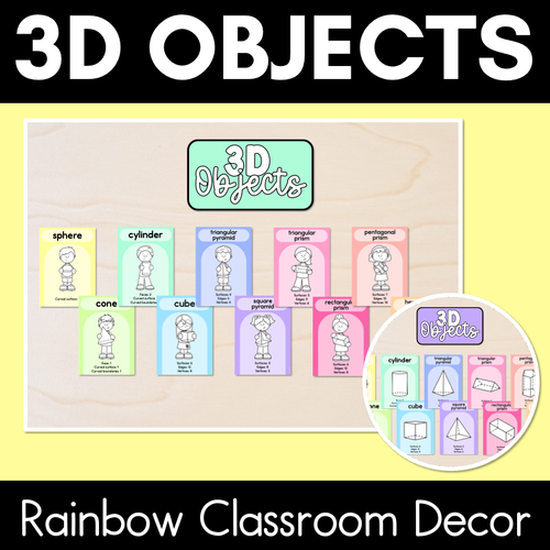 Resource preview 1 for 3D Object Posters - Rainbow Classroom Decor
