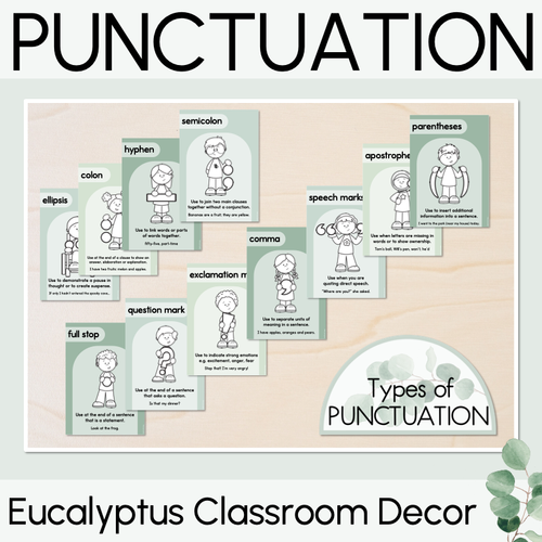 Resource preview 1 for Punctuation Posters - The Eucalyptus Edit - Eucalyptus Classroom Decor