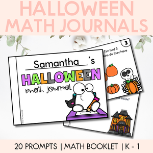 Halloween Math Journals - 20 Prompts for Kindergarten - Year 1