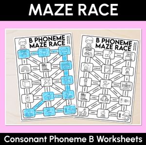 Consonant Phoneme B Words Maze Race - Consonant B Words Worksheets