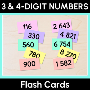 3-Digit & 4-Digit Numbers Flash Cards