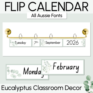 Classroom Flip Calendar - The Eucalyptus Edit - Eucalyptus Classroom Decor