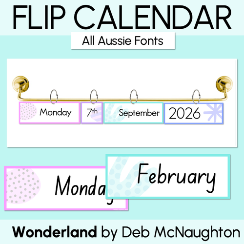 Resource preview 1 for Classroom Flip Calendar - The Wonderland Collection