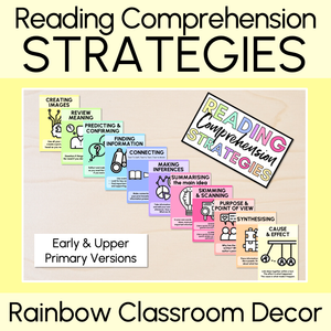 Rainbow Reading Comprehension Strategies Posters - Rainbow Classroom Decor
