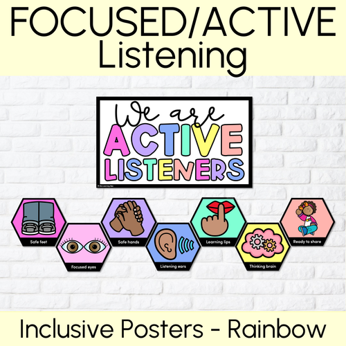 Resource preview 1 for Focused/Active Listening Posters - Inclusive Display - Rainbow