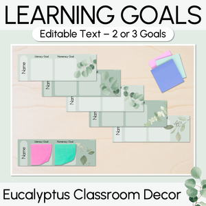 Student Learning Goals - Editable Post-It Goal Mats - The Eucalyptus Edit - Eucalyptus Classroom Decor