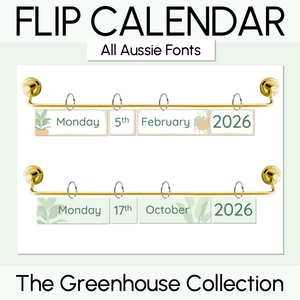 Classroom Flip Calendar - The Greenhouse Collection - Natural Classroom Decor