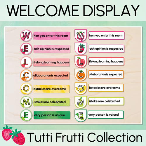 Resource preview 1 for WELCOME Acrostic Door Display - The Tutti Frutti Collection - Colourful Classroom Decor