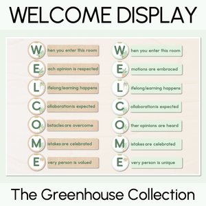 WELCOME Acrostic Door Display - The Greenhouse Collection - Natural Classroom Decor
