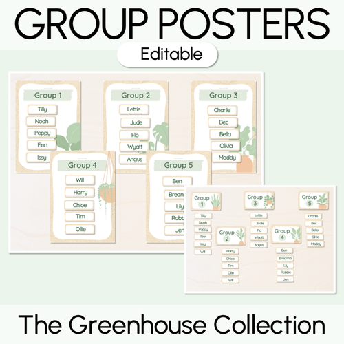 Resource preview 1 for Editable Group Posters - The Greenhouse Collection - Natural Classroom Decor