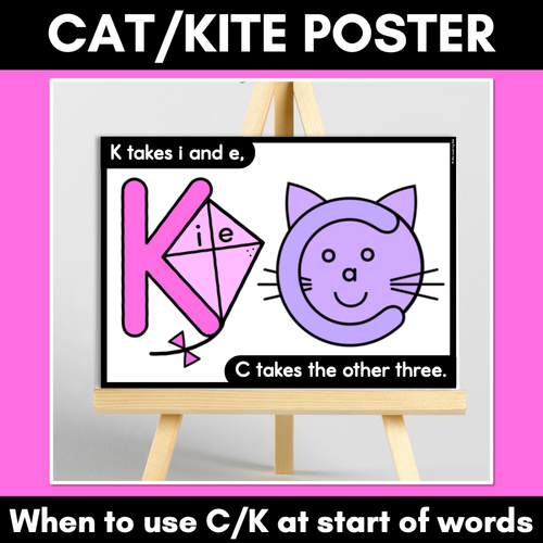 Resource preview 1 for Cat or Kite POSTER - when to use C or K at the beginning of words