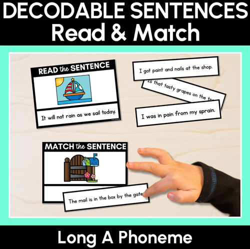 Resource preview 1 for Long Vowel A Decodable Sentences - Read and Match