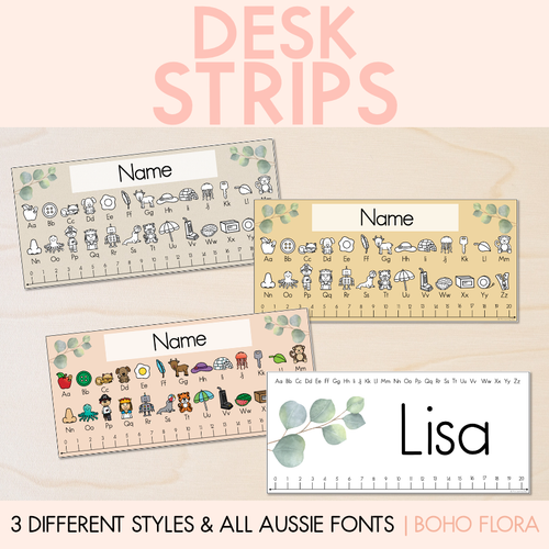 Resource preview 1 for Desk Strips & Name Tags - Boho Flora