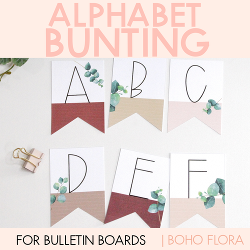 Resource preview 1 for Editable Alphabet Bunting Bulletin Board Letters - Boho Flora