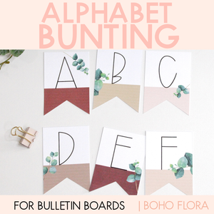 Editable Alphabet Bunting Bulletin Board Letters - Boho Flora