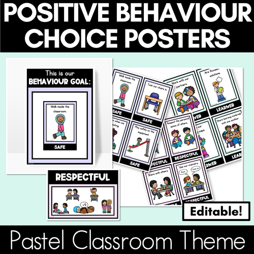 Resource preview 1 for Positive Behaviour Choice Posters - Safe Respectful Learners - Pastel Theme