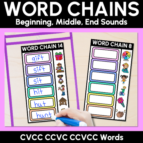 Resource preview 1 for CVCC CCVC Word Chains for Beginning, Middle & End Sounds - Decodable Activities