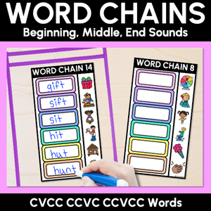 CVCC CCVC Word Chains for Beginning, Middle & End Sounds - Decodable Activities