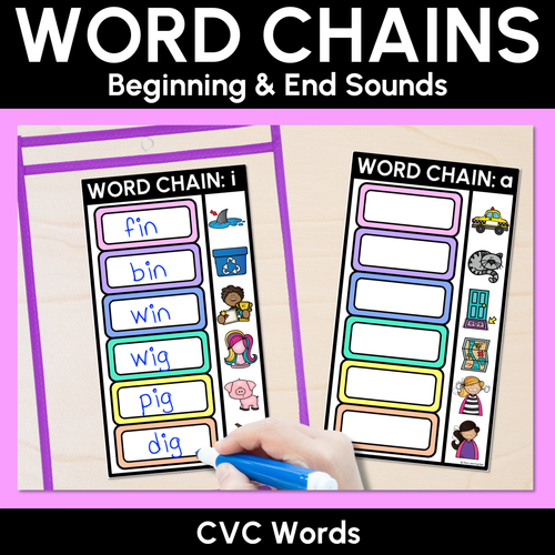 Resource preview 3 for Word Chains for CVC Words Bundle