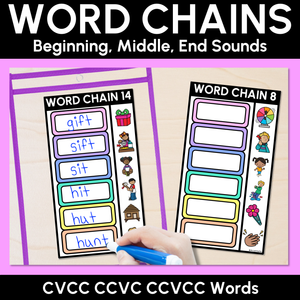 CVCC CCVC Word Chains for Beginning, Middle & End Sounds - Decodable Activities