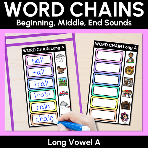 Resource preview 1 for Long Vowel A Word Chains for Beginning, Middle & End Sounds-Decodable Activities