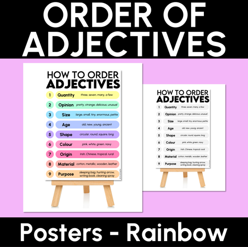 Resource preview 1 for Order of Adjectives – Rainbow Poster Display