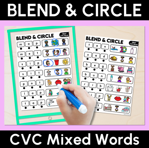 Resource preview 11 for Blend & Circle - CVC CVCC CCVC Words Blending Mats Bundle