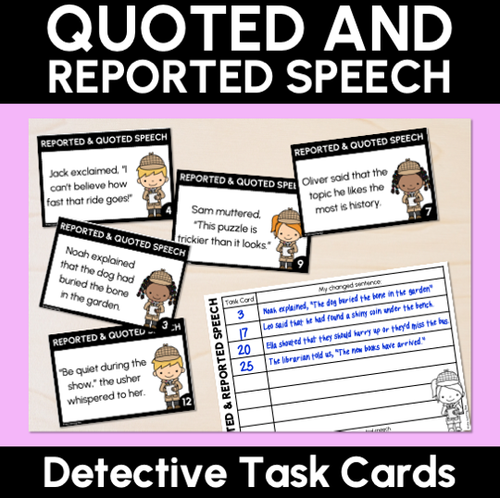 Resource preview 1 for Quoted & Reported Speech - Detective Task Cards