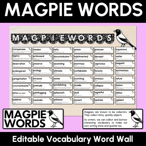 Resource preview 1 for Magpie Words - Editable Vocabulary Word Wall