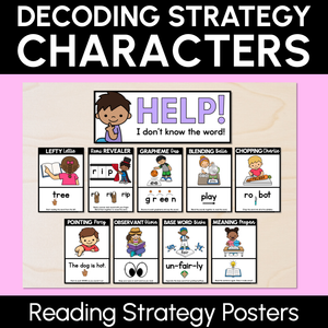 Research-Based Reading Strategy Character Posters - Decoding Strategies