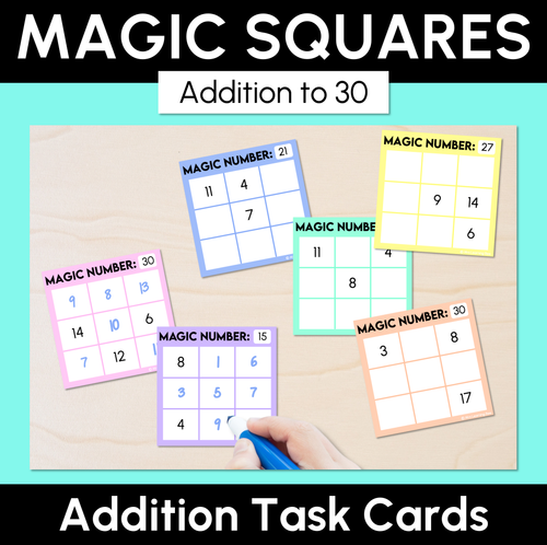 Resource preview 1 for Magic Squares - Addition to 30 - Task Cards