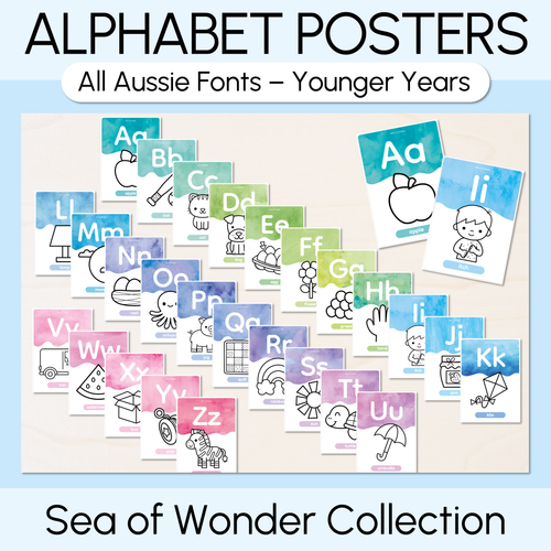 Resource preview 1 for Alphabet Posters (Younger Years) - The Sea of Wonder Collection - Calming Classroom Decor