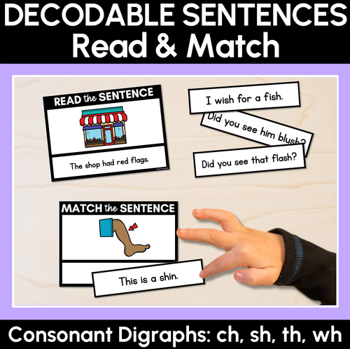 Resource preview 3 for Consonant Digraph Decodable Sentence Activities COMPLETE BUNDLE