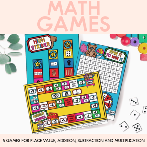 Math Games for Addition, Multiplication, Subtraction & Place Value ...