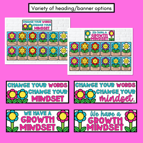 Resource preview 2 for GROWTH MINDSET POSTERS - Change Your Words, Change Your Mindset Display