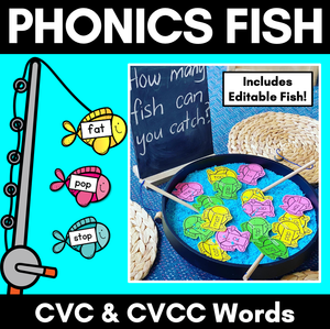 CVC CCVC CVCC WORD FISH - Editable Magnetic Fish Templates