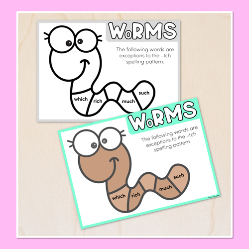 Resource preview 2 for -TCH SPELLING EXCEPTIONS - WoRMS Poster for exceptions to the -tch spelling pattern