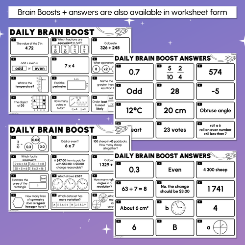 Resource preview 5 for Year 4 Maths Review - Daily Brain Boosts - Sample Set