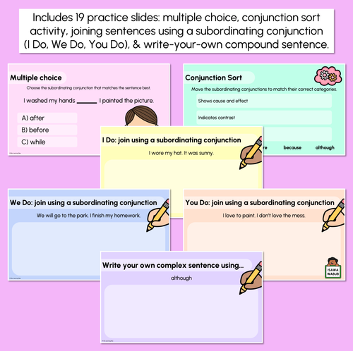 Resource preview 4 for Subordinating Conjunctions - I SAW A WABUB - Explicit Teaching Slides