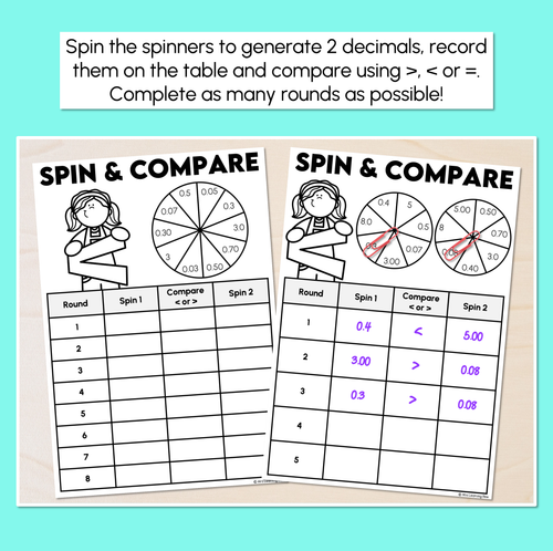 Resource preview 2 for Spin & Compare - Decimals Spinner Mats