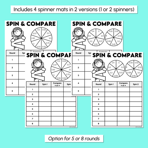 Resource preview 3 for Spin & Compare - Decimals Spinner Mats