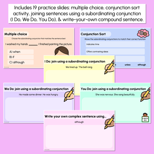 Resource preview 4 for Subordinating Conjunctions - A WHITE BUS - Explicit Teaching Slides